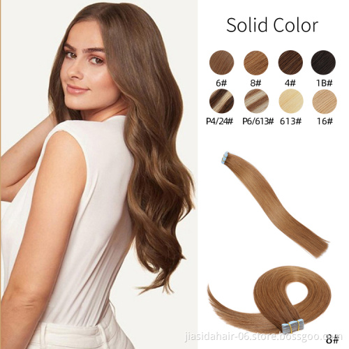 #8 Wholesale 10A Russian Remy Tape Hair Extensions Double Drawn Tape In Hair Extensions Virgin Human Tape Hair